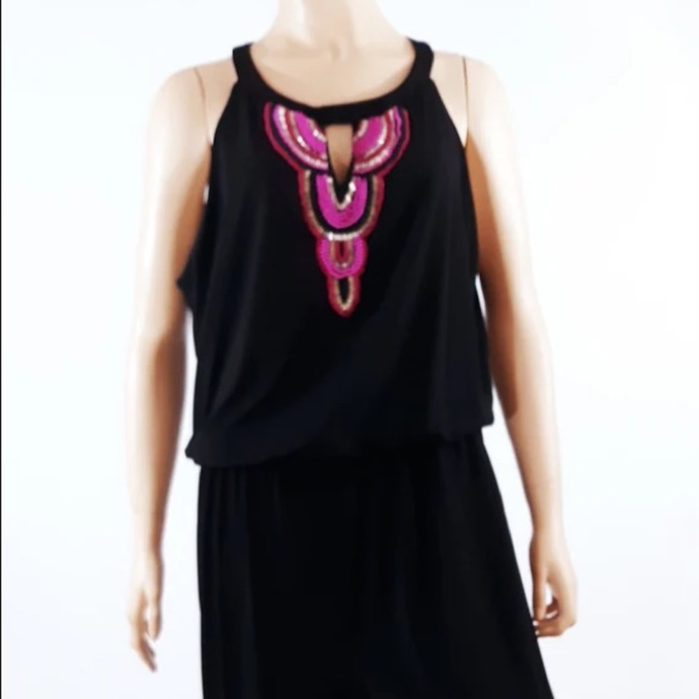 Black Jumpsuit with purple beading